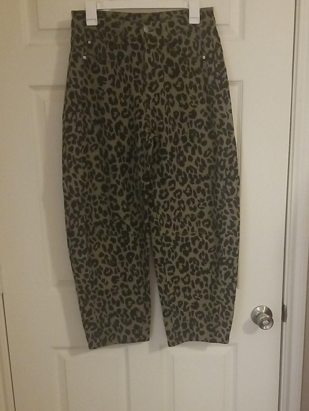 Amazon Olive Green and Black Leopard Print Wide Leg Jeans